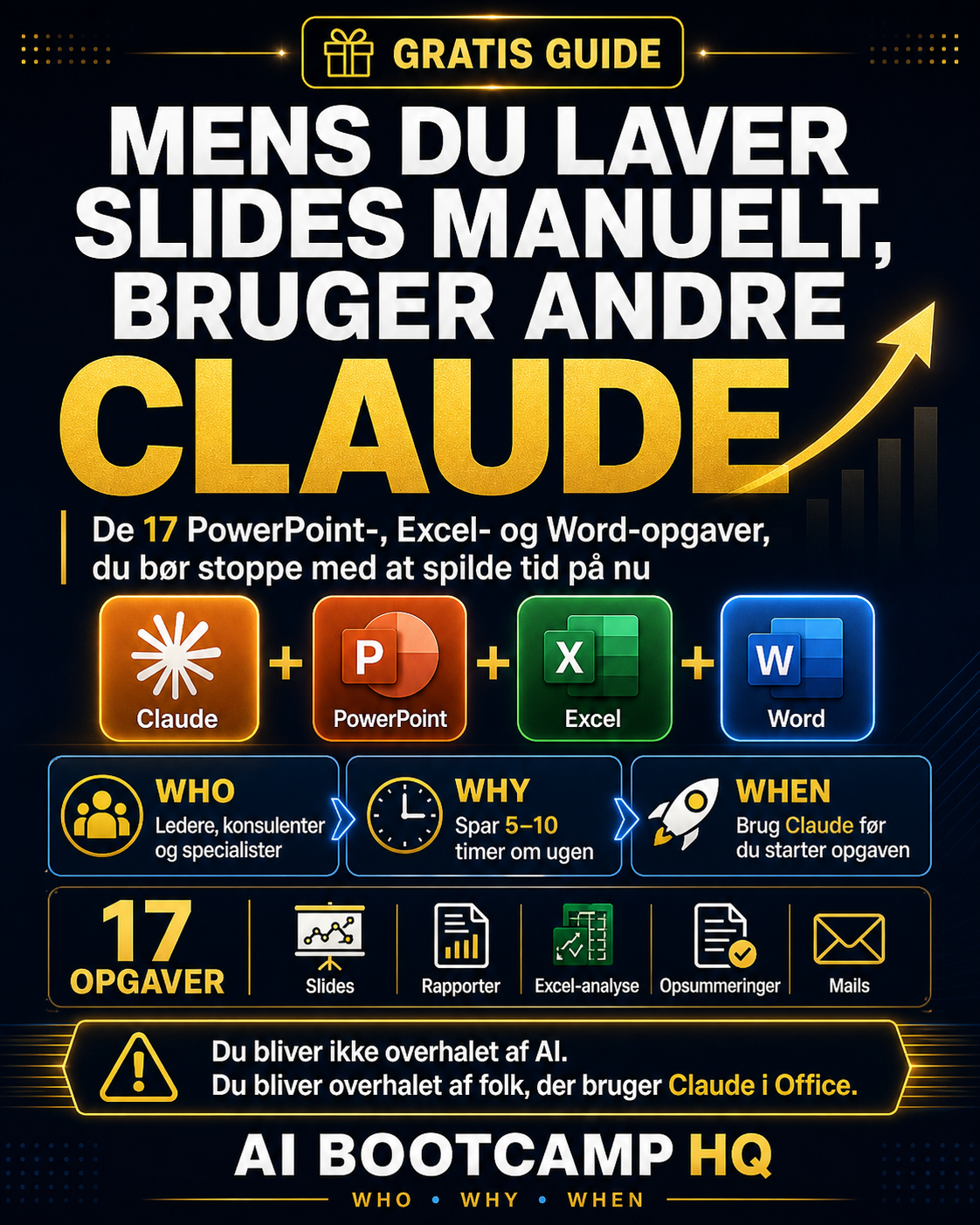 Gratis guide: 17 Office-opgaver Claude g&oslash;r 60x hurtigere