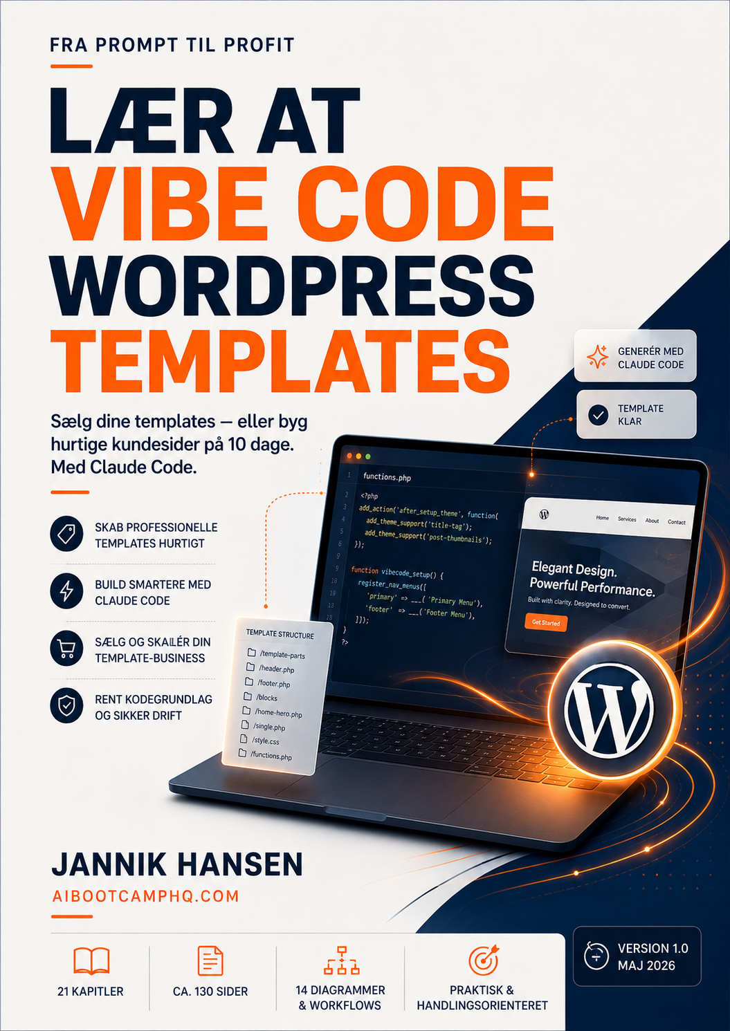 Lær at Vibe Code WordPress Templates — bogforside